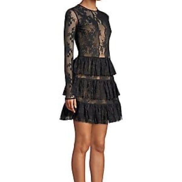 Bailey /44 Bloomingdale’s Holiday Size 2 Dress Riviera Tiered Lace Black Nwt